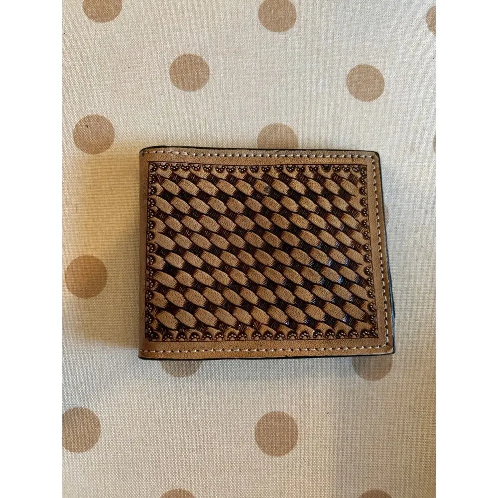 Cowhide Leather Tooled Men’s Western Bi-fold Wallet